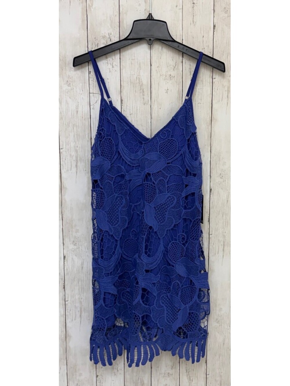 Express Womens Lace Camisole Tank Top L Blue V-Neck Adjustable Straps NWT